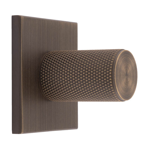Carlisle Brass - Knurled Cylinder Knob on backplate 40mm - Antique Brass - BP702AB40AB - Choice Handles