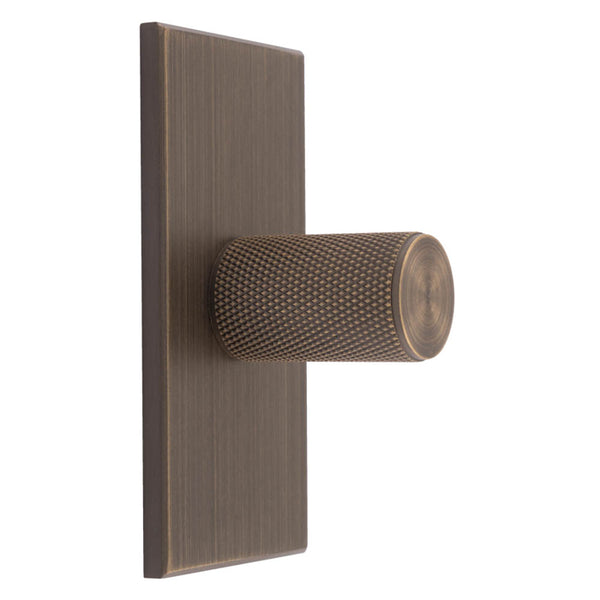 Carlisle Brass - Knurled Cylinder Knob on backplate 76mm - Antique Brass - BP702AB76AB - Choice Handles