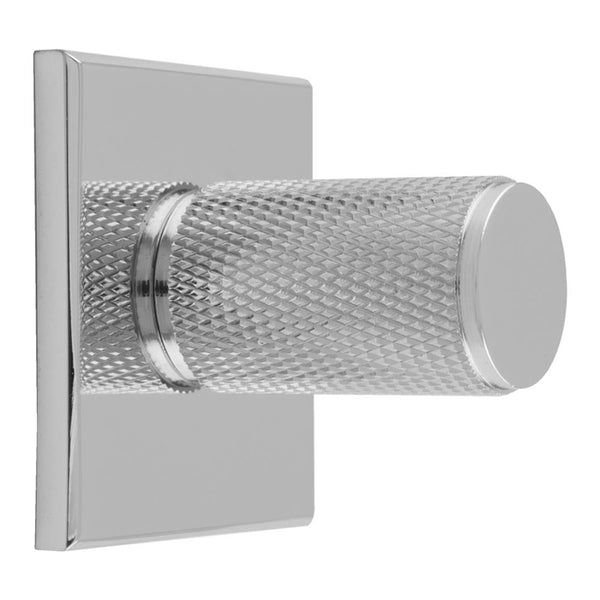Carlisle Brass - Knurled Cylinder Knob on backplate 40mm - Polished Chrome - BP702CP40CP - Choice Handles