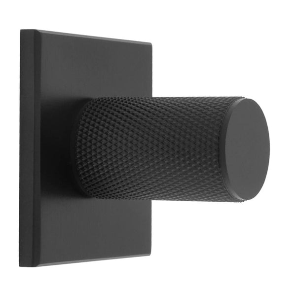 Carlisle Brass - Knurled Cylinder Knob on backplate 40mm - Matt Black - BP702MB40MB - Choice Handles