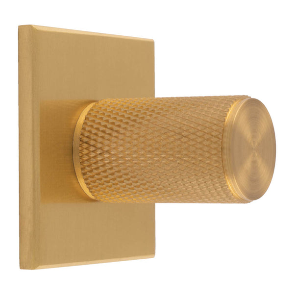 Carlisle Brass - Knurled Cylinder Knob on backplate 40mm - Satin Brass - BP702SB40SB - Choice Handles
