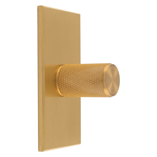 Carlisle Brass - Knurled Cylinder Knob on backplate 76mm - Satin Brass - BP702SB76SB - Choice Handles