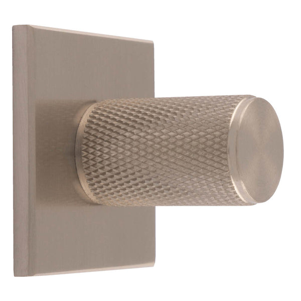 Carlisle Brass - Knurled Cylinder Knob on backplate 40mm - Satin Nickel - BP702SN40SN - Choice Handles