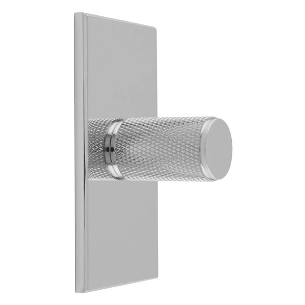 Carlisle Brass - Knurled Cylinder Knob on backplate 76mm - Polished Chrome - BP702CP76CP - Choice Handles