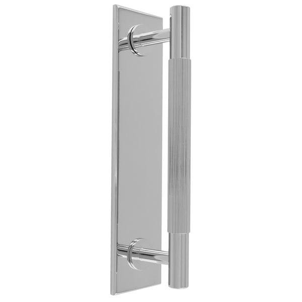 Lines Pull Handles on backplate 168mm x 40mm - Polished Chrome - BP710BCP168CP - Choice Handles