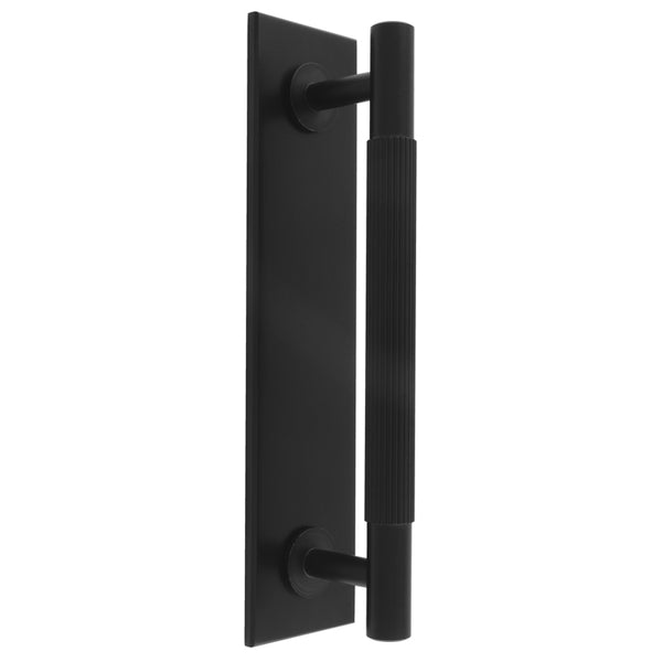 Lines Pull Handles on backplate 168mm x 40mm - Matt Black - BP710BMB168MB - Choice Handles