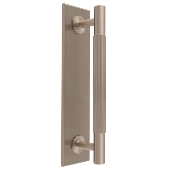 Lines Pull Handles on backplate 168mm x 40mm - Satin Nickel - BP710BSN168SN - Choice Handles