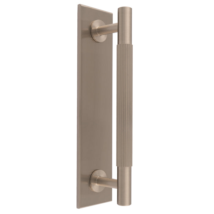 Lines Pull Handles on backplate 168mm x 40mm - Satin Nickel - BP710BSN168SN - Choice Handles