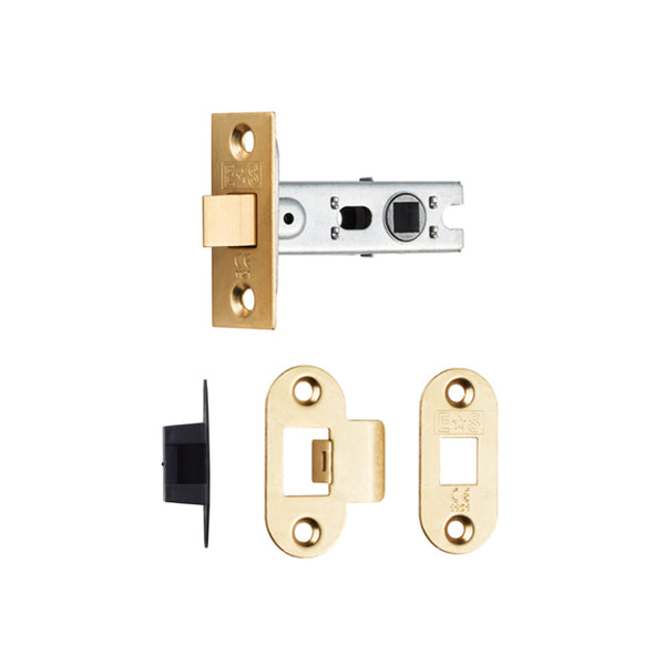 Eurospec - Bolt Through Tubular Latch Radius 2.5 Inch, 63mm - Electro Brassed - BTL1/R