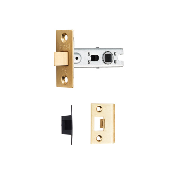 Eurospec - Bolt Through Tubular Latch Square 2.5 Inch, 63mm - Electro Brassed - BTL1/SQ