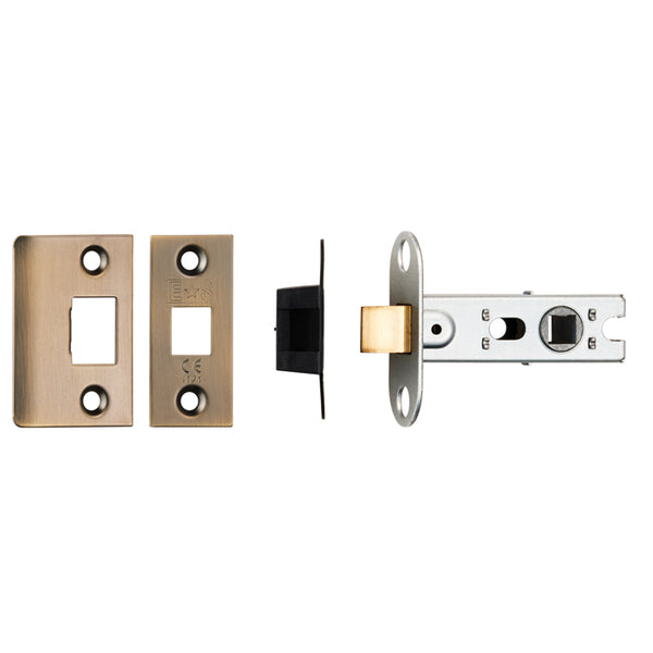 Eurospec - 64mm Ce B/T Tubular Mortice Latch Square - Antique Brass - BTL25AB