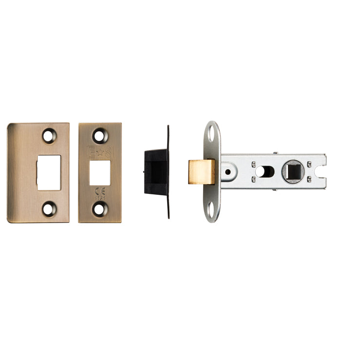 Eurospec - 64mm Ce B/T Tubular Mortice Latch Square - Antique Brass - BTL25AB