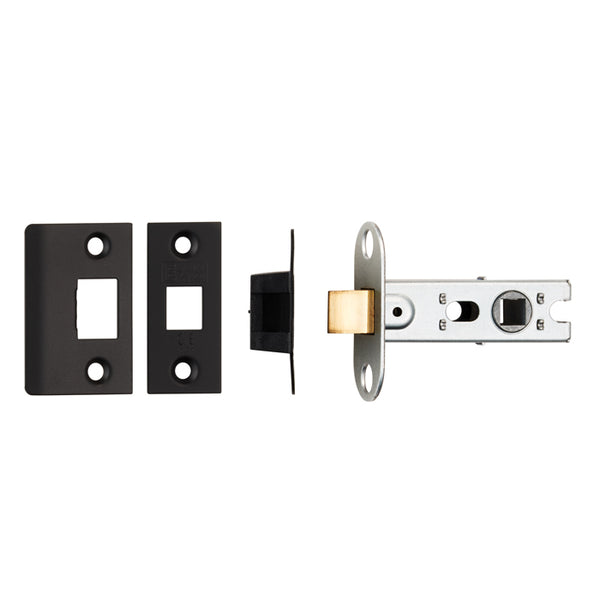 Eurospec - 64mm Ce B/T Tubular Mortice Latch Square - Matt Black - BTL25MB