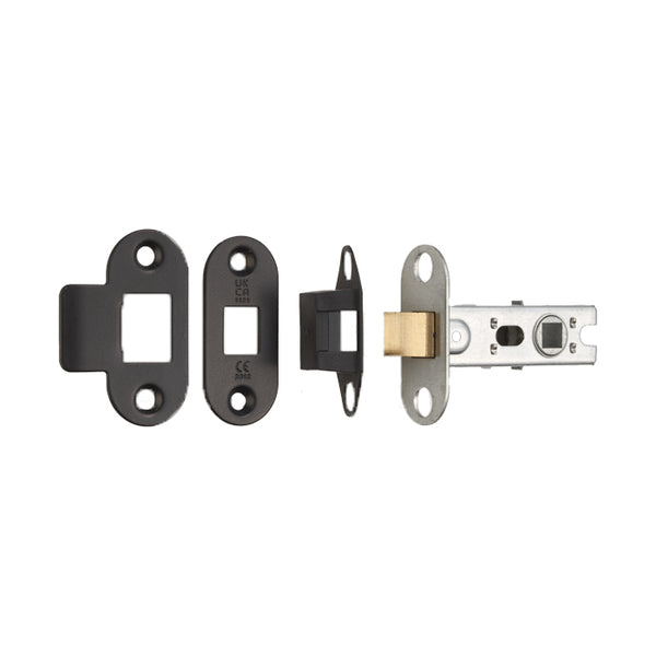 Eurospec - 64mm Ce B/T Tubular Mortice Latch Radius - Matt Black - BTL25MB/R