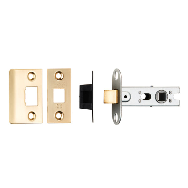 Eurospec - 64mm Ce B/T Tubular Mortice Latch Square - Satin Brass - BTL25SB