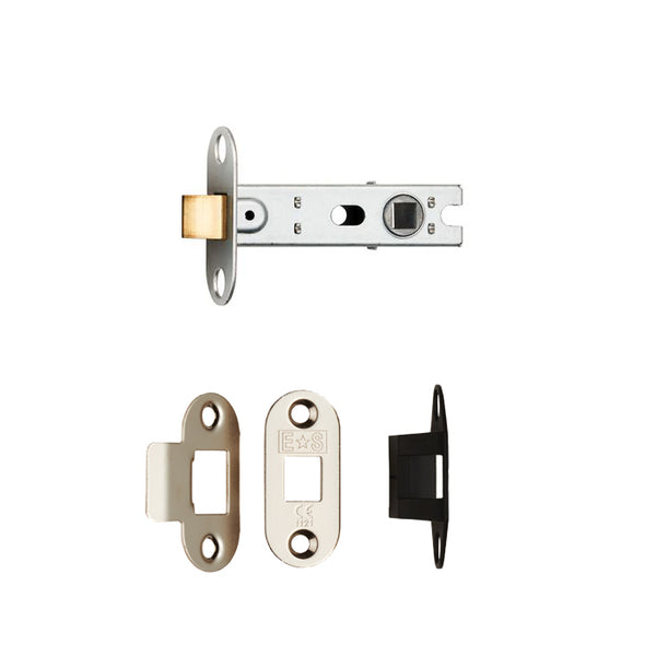 Eurospec - Bolt Through Tubular Latch Radius 2.5 Inch, 63mm - Nickel Plate - BTL2/R