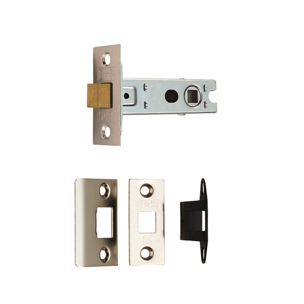 Eurospec - Bolt Through Tubular Latch Square 2.5 Inch, 63mm - Nickel Plate - BTL2/SQ