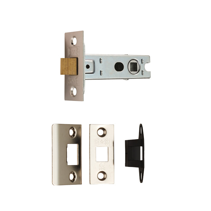 Eurospec - Bolt Through Tubular Latch Square 2.5 Inch, 63mm - Nickel Plate - BTL2/SQ
