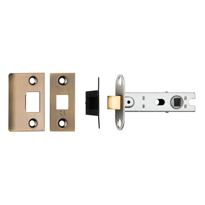 Eurospec - 76mm Ce B/T Tubular Mortice Latch Square - Antique Brass - BTL30AB
