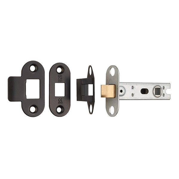 Eurospec - 76mm Ce B/T Tubular Mortice Latch Radius - Matt Black - BTL30MB/R