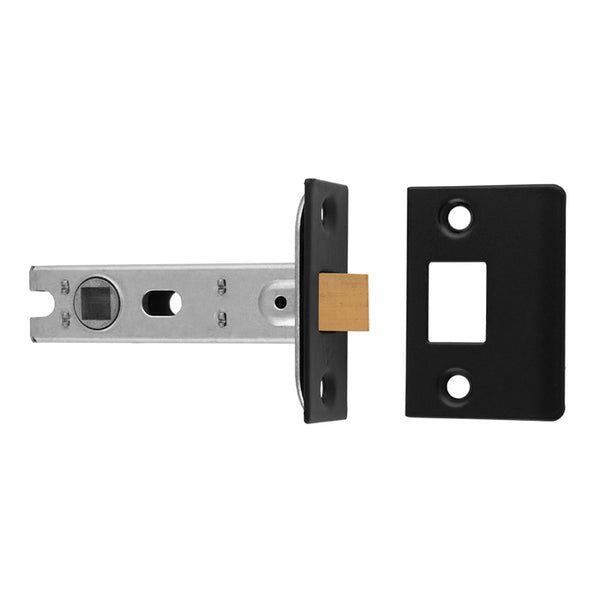 Eurospec - 76mm Ce B/T Tubular Mortice Latch Square - Matt Black - BTL30MB