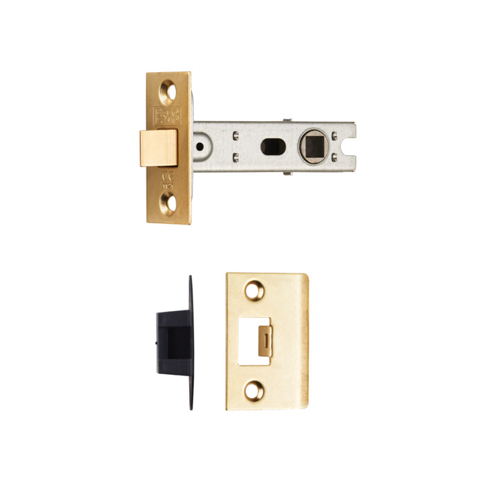 Eurospec - Bolt Through Tubular Latch Square 76mm - Electro Brassed - BTL3/SQ