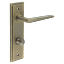 Burlington - Mayfair Door Handle Din Bathroom Backplate Antique Brass & Turn & Release - BUR-10AB-456AB-80AB - Choice Handles