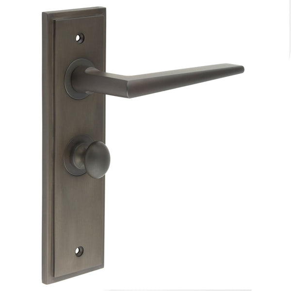 Burlington - Mayfair Door Handle Bathroom Backplate Dark Bronze & Turn & Release - BUR-10DB-453DB-80DB