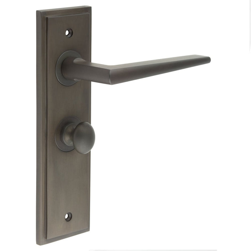 Burlington - Mayfair Door Handle Bathroom Backplate Dark Bronze & Turn & Release - BUR-10DB-453DB-80DB