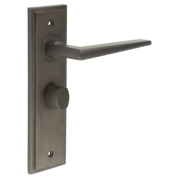 Burlington - Mayfair Door Handle Bathroom Backplate Dark Bronze & Turn & Release - BUR-10DB-453DB-81DB