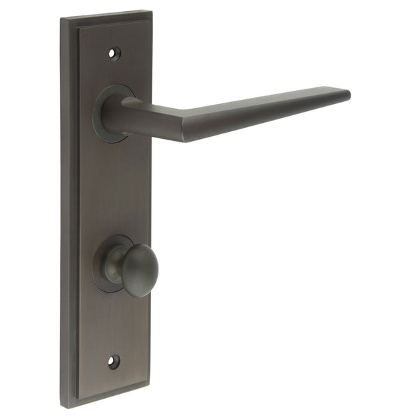 Burlington - Mayfair Door Handle Din Bathroom Backplate Dark Bronze & Turn & Release - BUR-10DB-456DB-80DB
