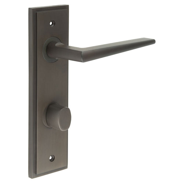 Burlington - Mayfair Door Handle Din Bathroom Backplate Dark Bronze & Turn & Release - BUR-10DB-456DB-81DB
