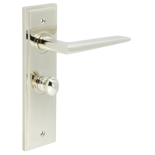 Burlington - Mayfair Door Handle Bathroom Backplate Polished Nickel & Turn & Release - BUR-10PN-453PN-80PN