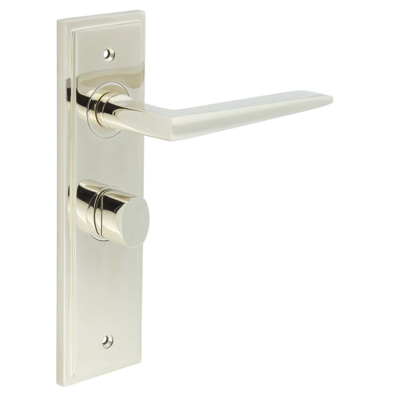 Burlington - Mayfair Door Handle Bathroom Backplate Polished Nickel & Turn & Release - BUR-10PN-453PN-81PN