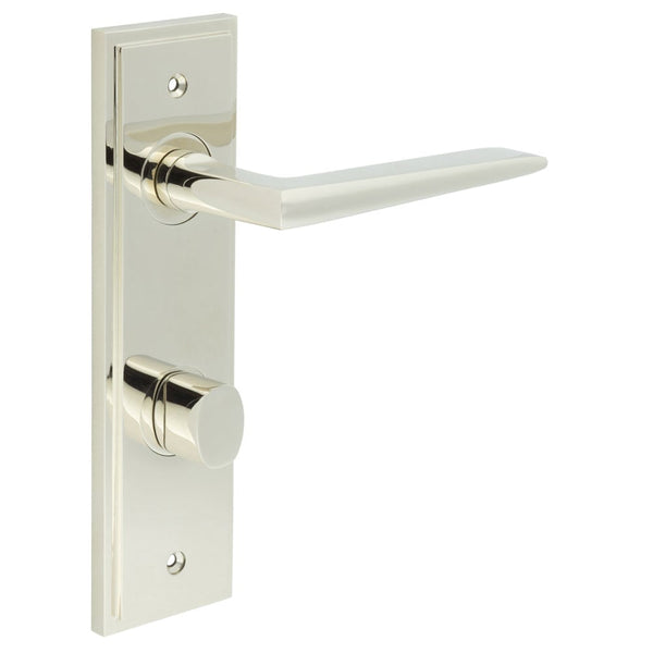 Burlington - Mayfair Door Handle Din Bathroom Backplate Polished Nickel & Turn & Release - BUR-10PN-456PN-81PN