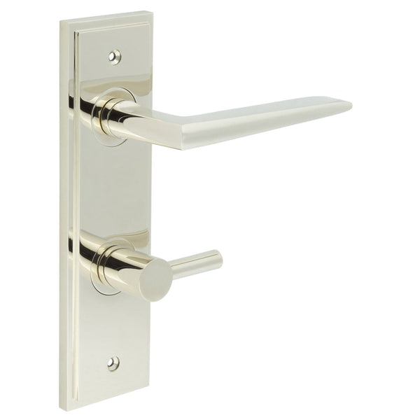 Burlington - Mayfair Door Handle Din Bathroom Backplate Polished Nickel & Turn & Release - BUR-10PN-456PN-82PN