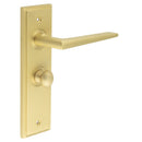 Burlington - Mayfair Door Handle Bathroom Backplate Satin Brass & Turn & Release - BUR-10SB-453SB-80SB - Choice Handles