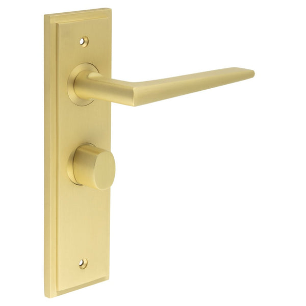Burlington - Mayfair Door Handle Bathroom Backplate Satin Brass & Turn & Release - BUR-10SB-453SB-81SB