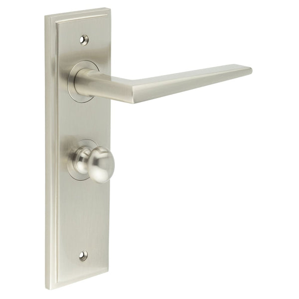 Burlington - Mayfair Door Handle Bathroom Backplate Satin Nickel & Turn & Release - BUR-10SN-453SN-80SN