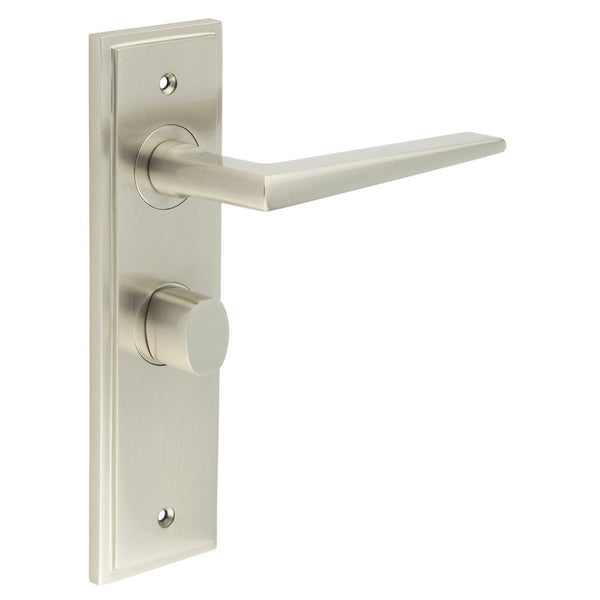 Burlington - Mayfair Door Handle Bathroom Backplate Satin Nickel & Turn & Release - BUR-10SN-453SN-81SN