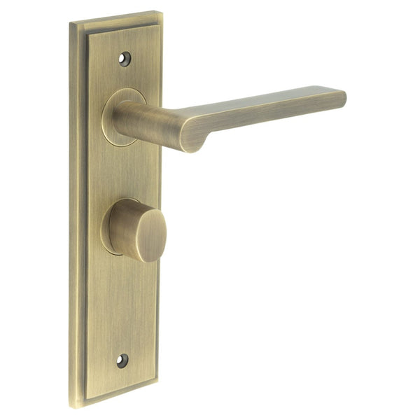 Burlington - Fitzrovia Door Handle Bathroom Backplate Antique Brass & Turn & Release - BUR-15AB-453AB-81AB