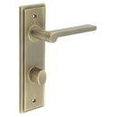 Burlington - Fitzrovia Door Handle Din Bathroom Backplate Antique Brass & Turn & Release - BUR-15AB-456AB-81AB - Choice Handles