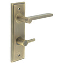 Burlington - Fitzrovia Door Handle Din Bathroom Backplate Antique Brass & Turn & Release - BUR-15AB-456AB-82AB - Choice Handles