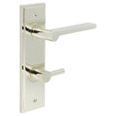 Burlington - Fitzrovia Door Handle Din Bathroom Backplate Polished Nickel & Turn & Release - BUR-15PN-456PN-82PN - Choice Handles