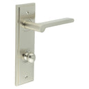 Burlington - Fitzrovia Door Handle Din Bathroom Backplate Satin Nickel & Turn & Release - BUR-15SN-456SN-80SN - Choice Handles