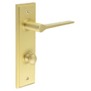 Burlington - Knightsbridge Door Handle Din Bathroom Backplate Satin Brass & Turn & Release - BUR-20SB-456SB-80SB - Choice Handles