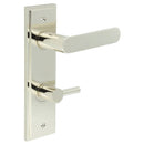 Burlington - Kensington Door Handle Din Bathroom Backplate Polished Nickel & Turn & Release - BUR-25PN-456PN-82PN - Choice Handles