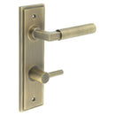 Burlington - Westminster Door Handle Din Bathroom Backplate Antique Brass & Turn & Release - BUR-30AB-456AB-82AB - Choice Handles