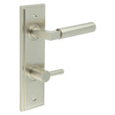 Burlington - Westminster Door Handle Din Bathroom Backplate Satin Nickel & Turn & Release - BUR-30SN-456SN-82SN - Choice Handles