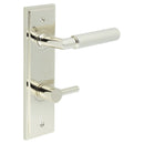 Burlington - Piccadilly Door Handle Bathroom Din Backplate Polished Nickel & Turn & Release - BUR-40PN-456PN-82PN - Choice Handles
